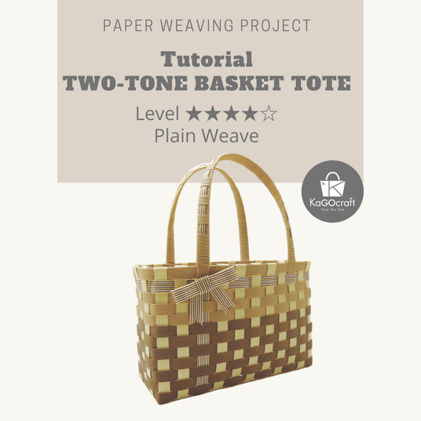 Two-Tone Basket Tote Bag Plain Weave